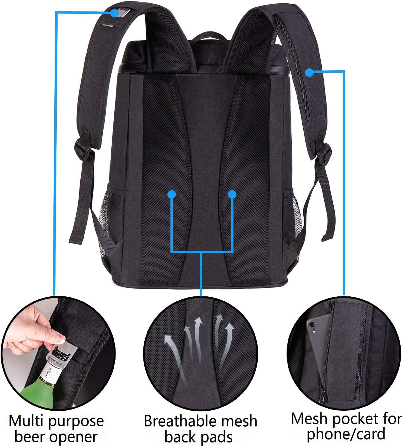 "Leakproof Insulated Beach Cooler Backpack - Keep Your Drinks Cold on the Go!"